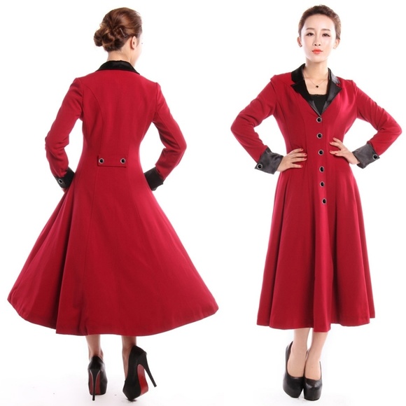 Jackets & Blazers - Plus Size Pin Up Clothing Coat Jacket Pockets Red